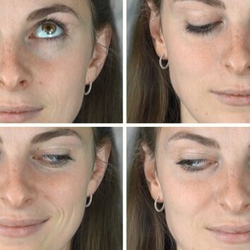 Augenübungen 4 Ansichten von Augenpaaren, welche Übungen zur Entspannung der Augen machen